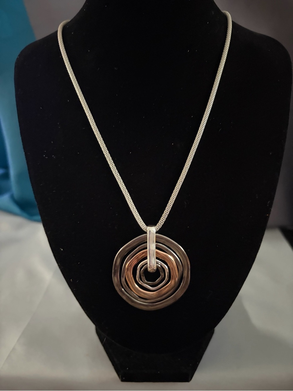Nine West Silver and Rose Gold Spiral Pendant Necklace - Women Jewelry